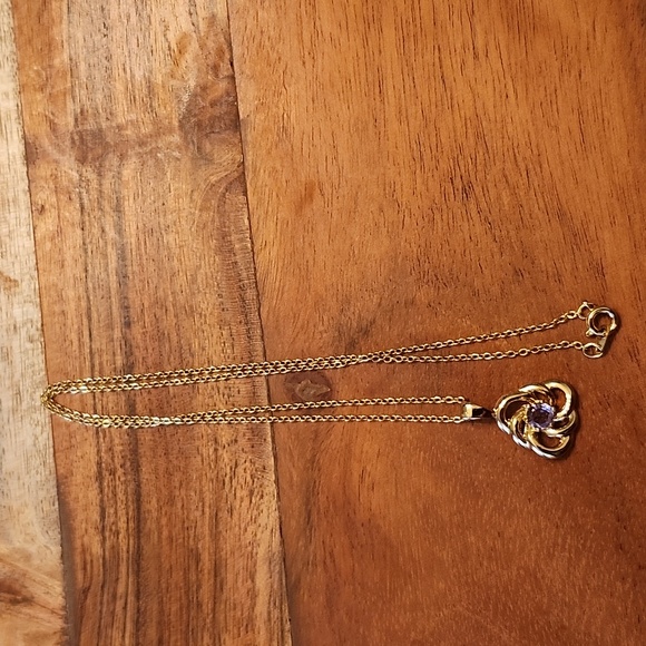 Stunning Amythest Necklace NWOT 14K Goldplated - Picture 5 of 5